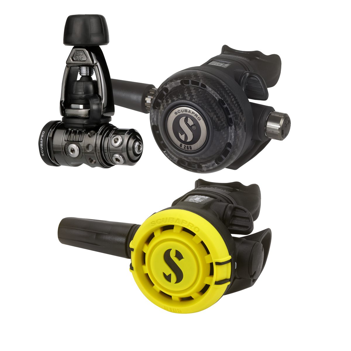 Scubapro MK19 Evo Black Tech / G260 Carbon Black Tech / R105 Octopus