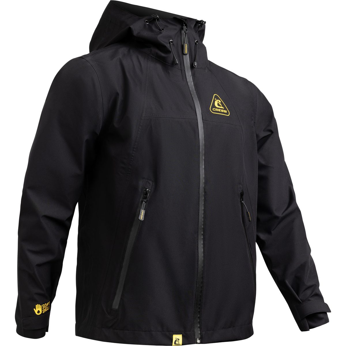 Cressi Cressi Hooded Shell Jacket Unisex (black/yellow)